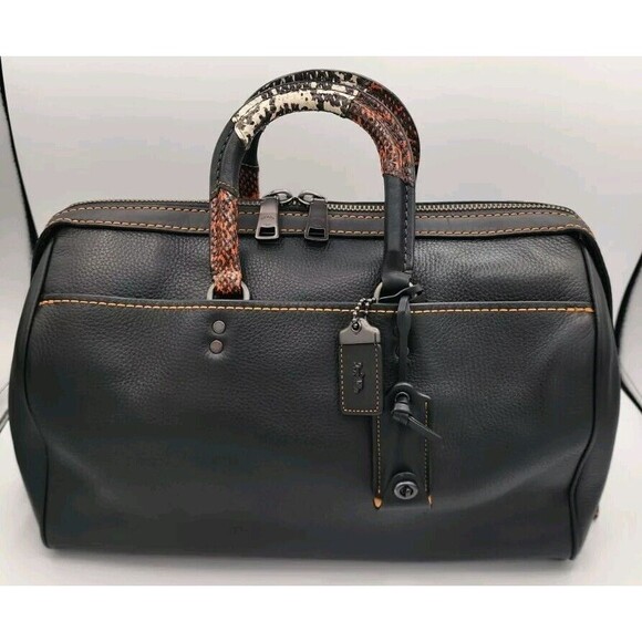 Coach Handbags - COACH 1941 Rogue Satchel Glovetanned Black Exotic